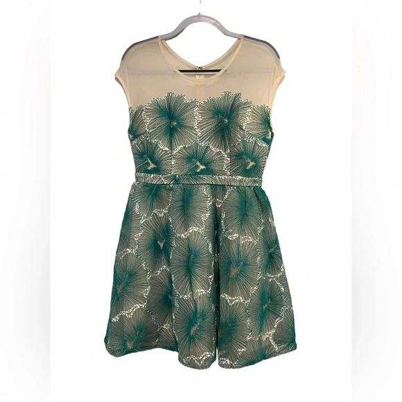 Maniju Green Brocade Embroidered Cocktail Dress Retro Pin Up Style - Picture 2 of 9